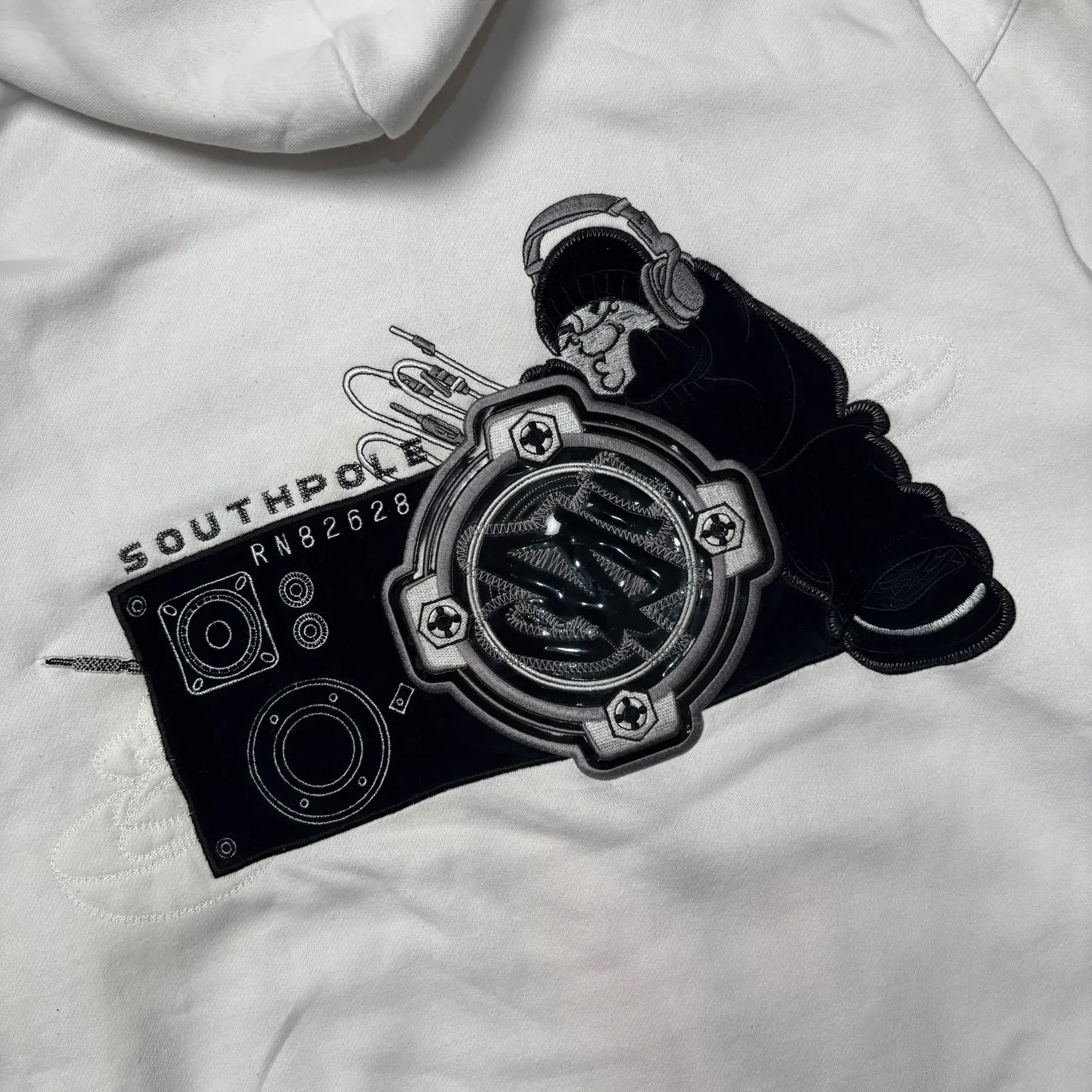 RARE SOUTHPOLE BBOY WHITE ZIPPER HOODIE detail view