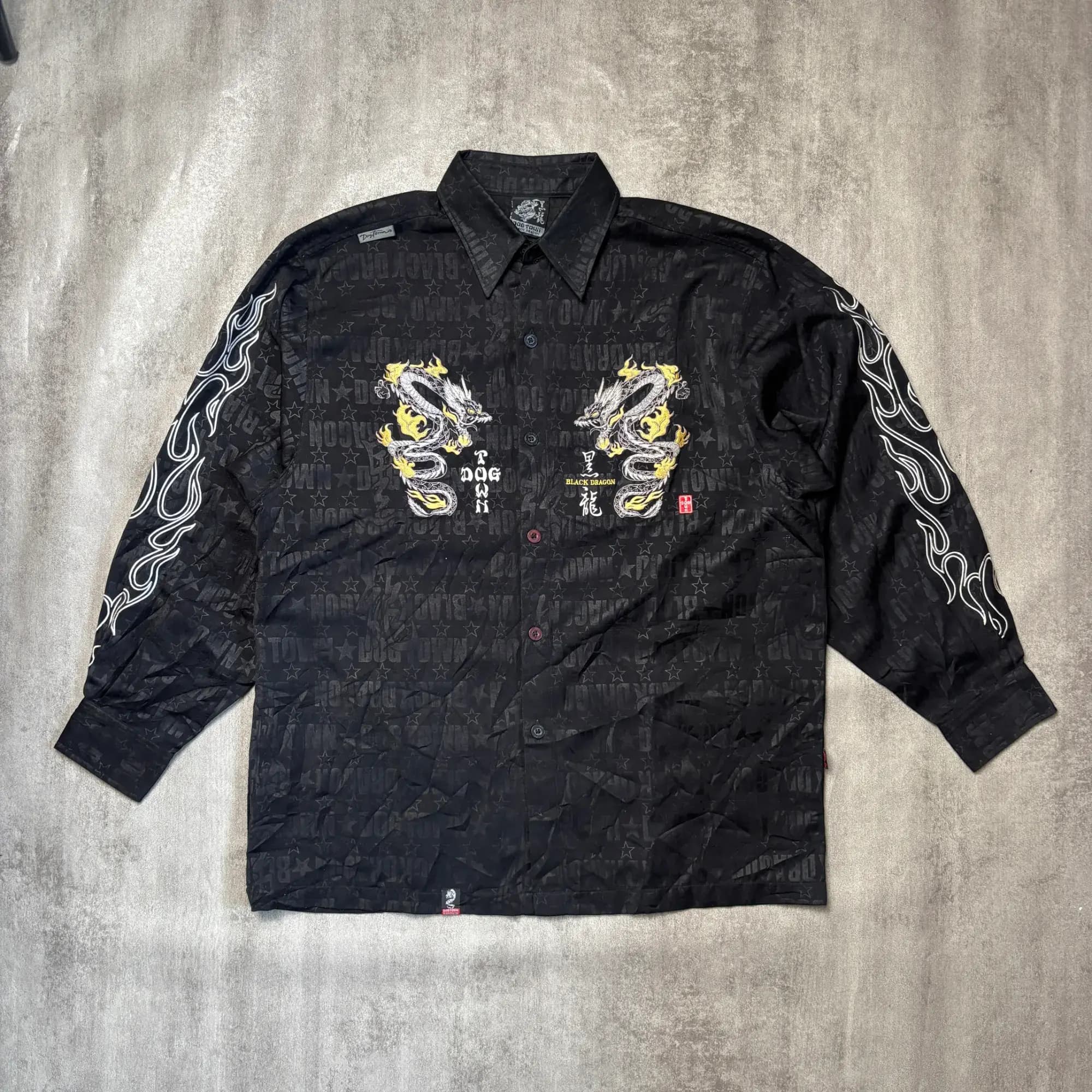DOGTOWN DRAGON FLAME LONGSLEEVE EMBROIDERY SHIRT