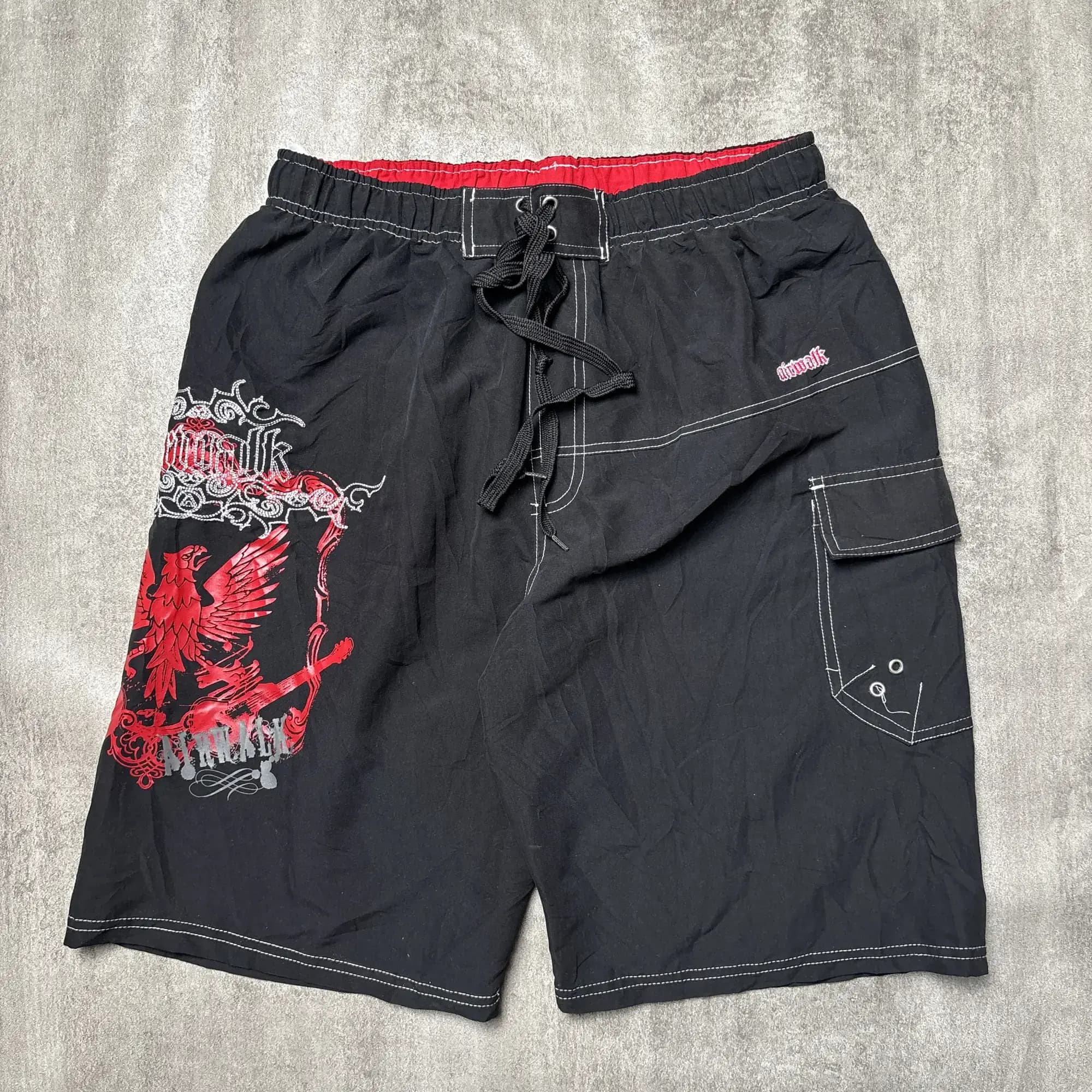 AIRWALK EAGLE ART BOARDSHORT BLACK RED