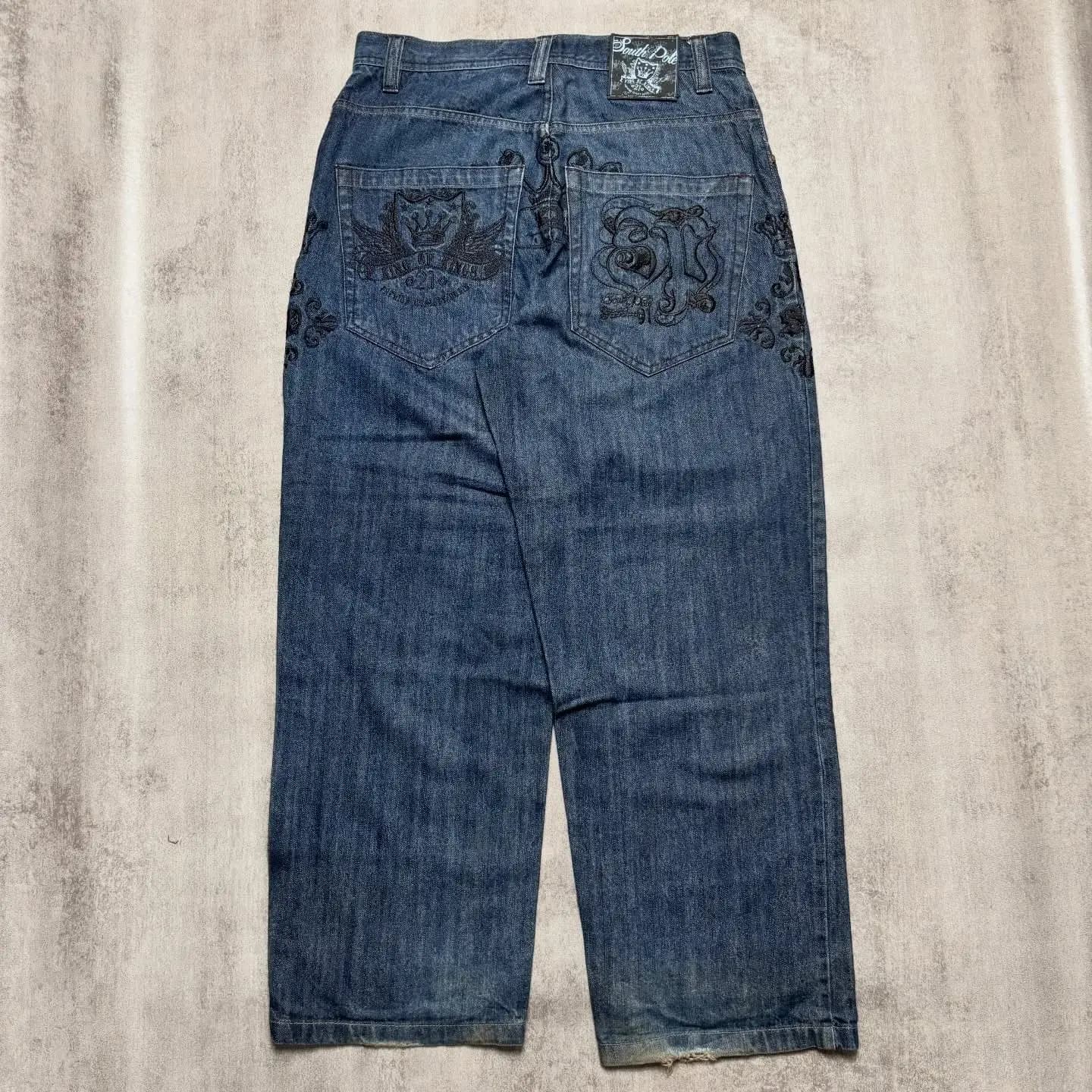 RARE SOUTHPOLE KING OF KINGS ART EMBROIDERY JEANS detail view