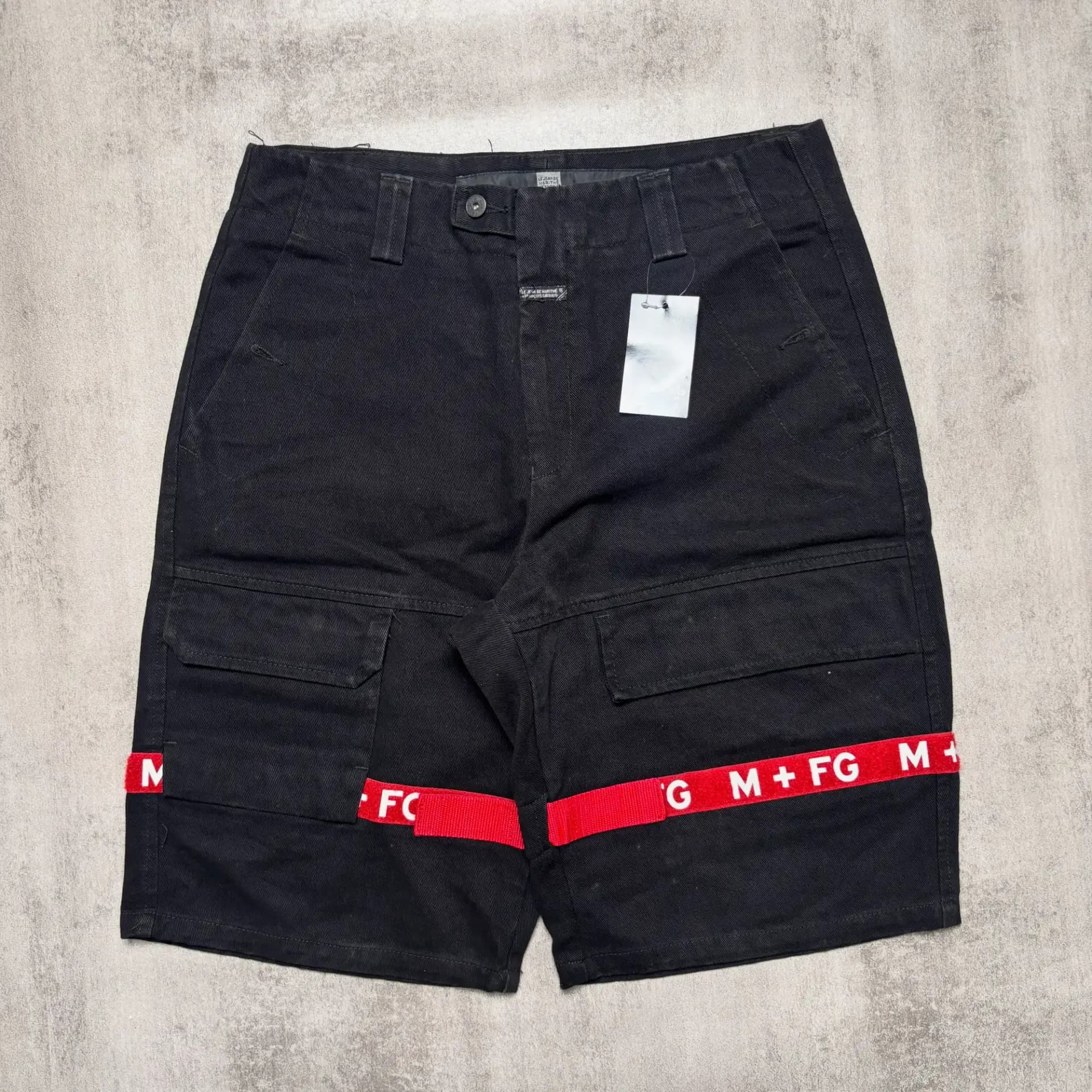 MFG (MARITHE FRANCOIS GIRBAUD) TAPPED JORTS BLACK