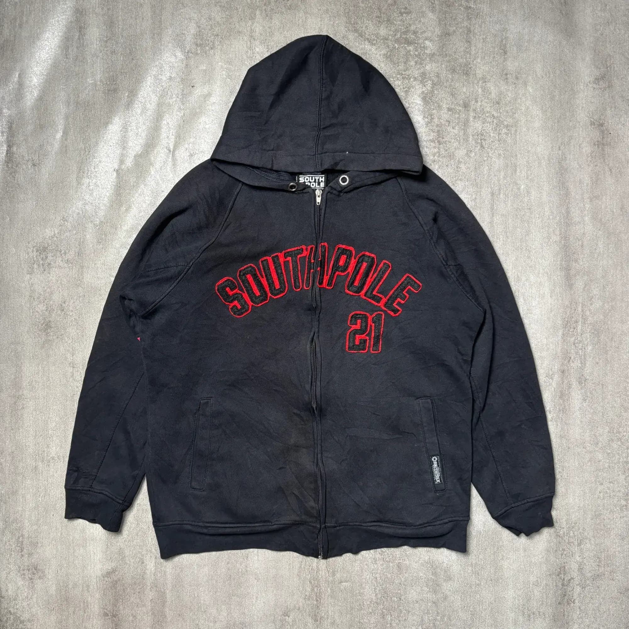 SOUTHPOLE ZIPPER HOODIE BLACK